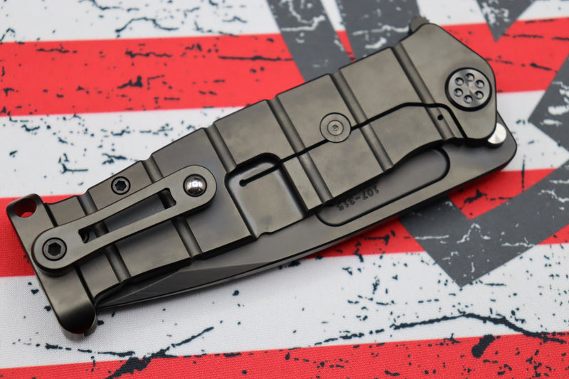 Medford Knife Fighter Flipper USMC PVD “Ghost American Flag” Engraved & PVD Hardware with PVD CPM-S35