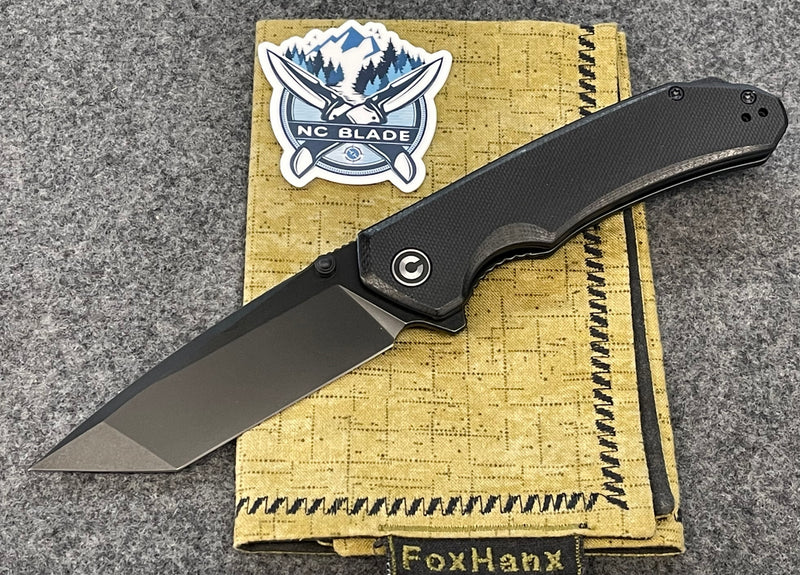 Civivi Brazen Flipper Knife Black G10 Handle (3.46" Black Stonewashed D2 ) C 2023C