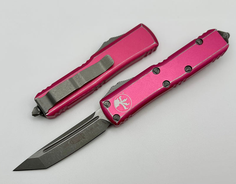 Microtech UTX-85 Tanto Apocalyptic Standard & Distressed Pink 233-10DPK