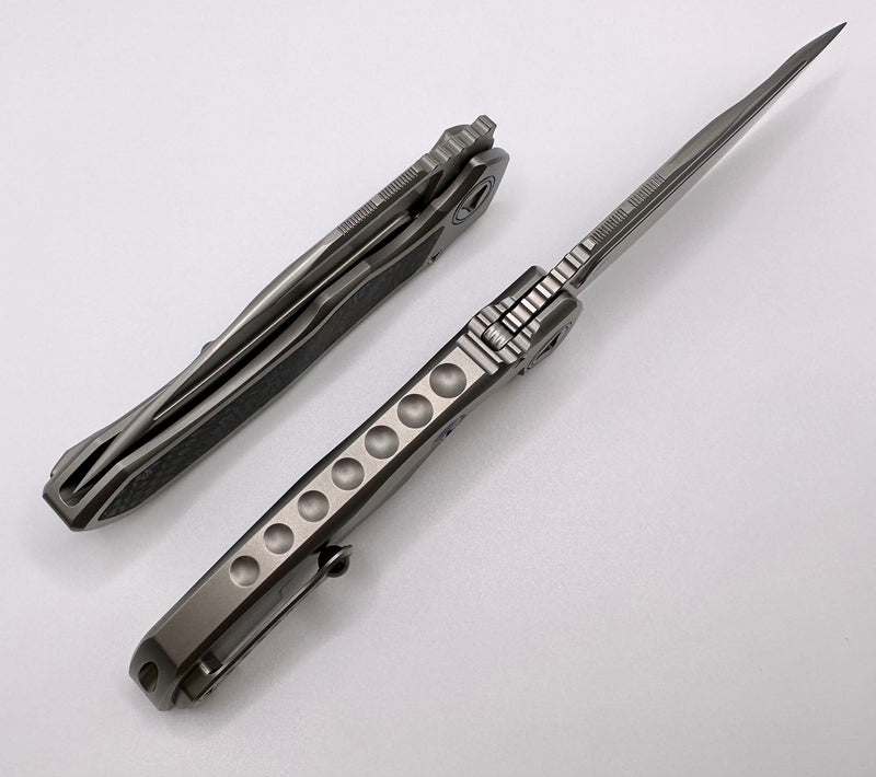 Microtech ANAX Titanium Bead Blast Standard w/ Blue Titanium Pivot Col