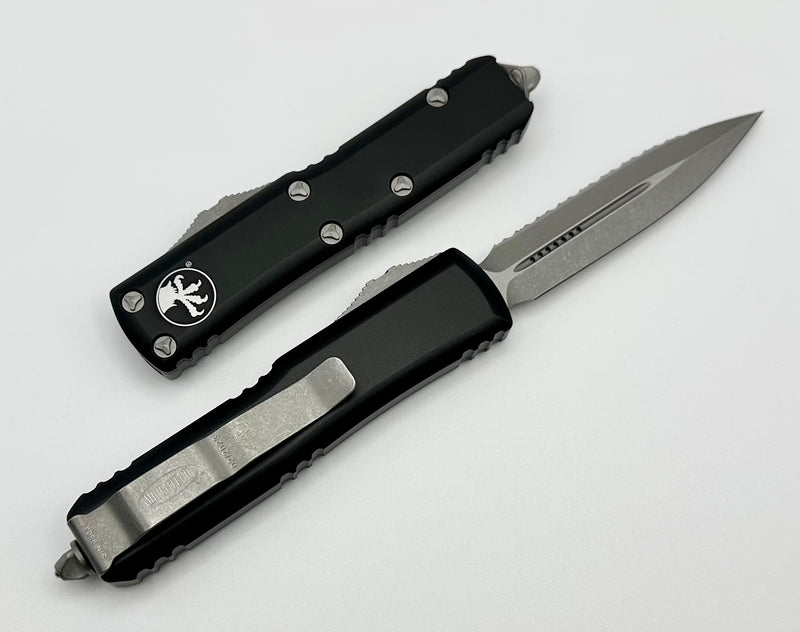 Microtech UTX-85 Double Edge Apocalyptic Full Serrated & Black 232-12AP