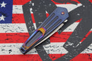 Medford Knife Nosferatu Auto Blue Handles w/ Flamed Hardware/Clip & Tumbled S45VN