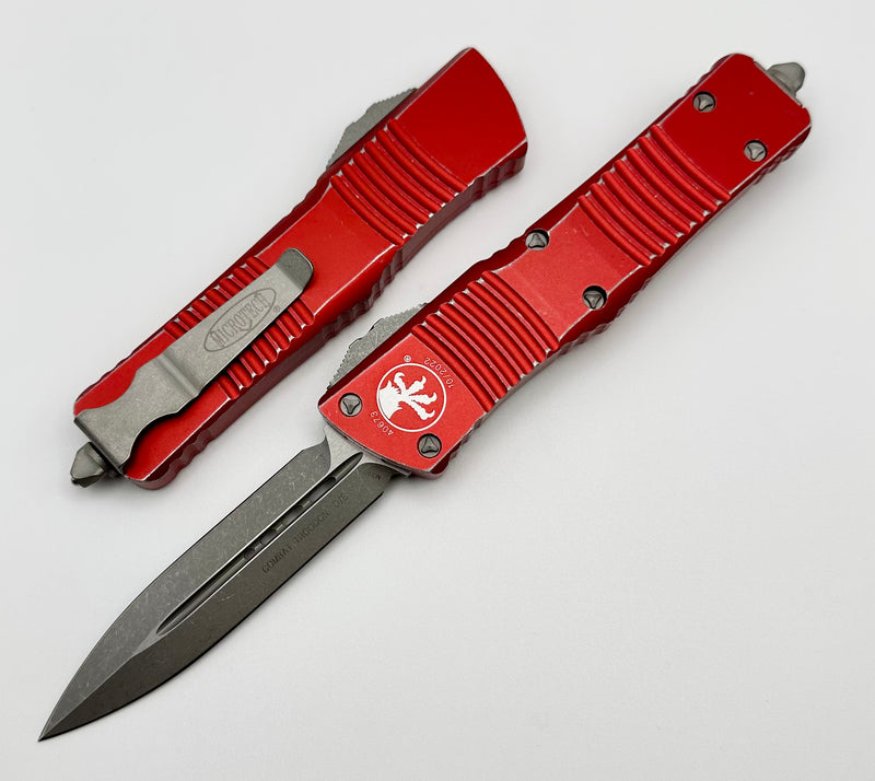 Microtech Combat Troodon Double Edge & Distressed Red 142-10DRD