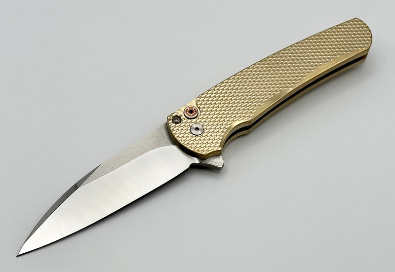 Pro-Tech Malibu Textured Bronze with Mosaic Button & Mike Irie Hand Ground Mirror Polished Blade 5118