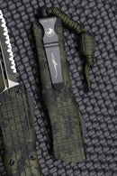 Microtech Combat Troodon OD Green Frag Camo w/ Double Edge Full Serrated Camo  142-3FROCS