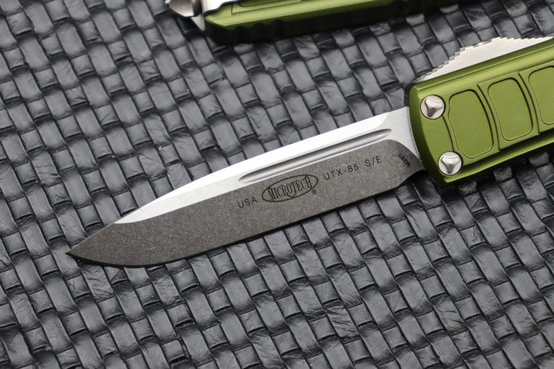 Microtech UTX-85 2 Stepside Single Edge Stonewash Standard & OD Green Signature Series 231II-10ODS