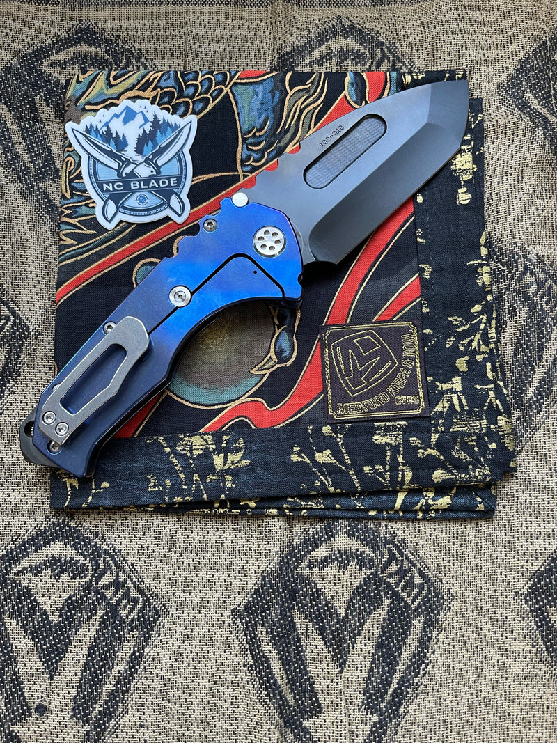 Medford Knife Praetorian T Flamed & Blue with D2 Tanto 103-010