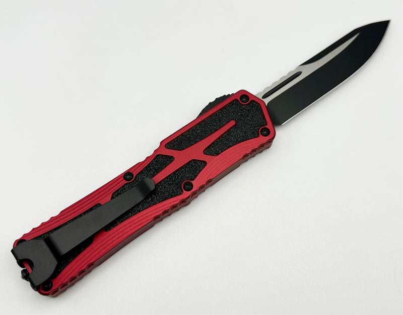 Heretic Knives Colossus Single Edge Two Tone Black Magnacut & Red Handle H039-10A-RED