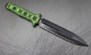 Heretic Knives Nephilim Black/Green G-10 & Double Edge Battleworn Black Full Serrated H003-8C-GRNBLK