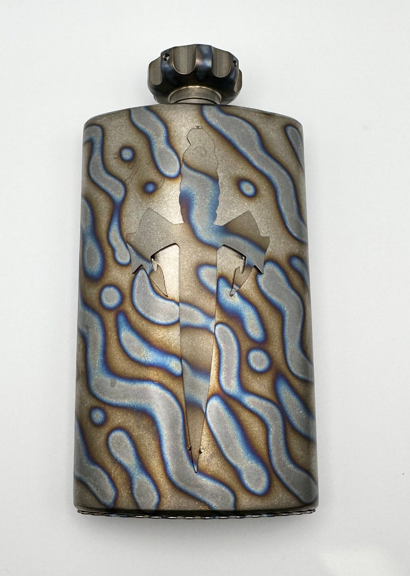 Marfione Blood & Iron Tall Flamed Stonewash Flask w/ Spin Top