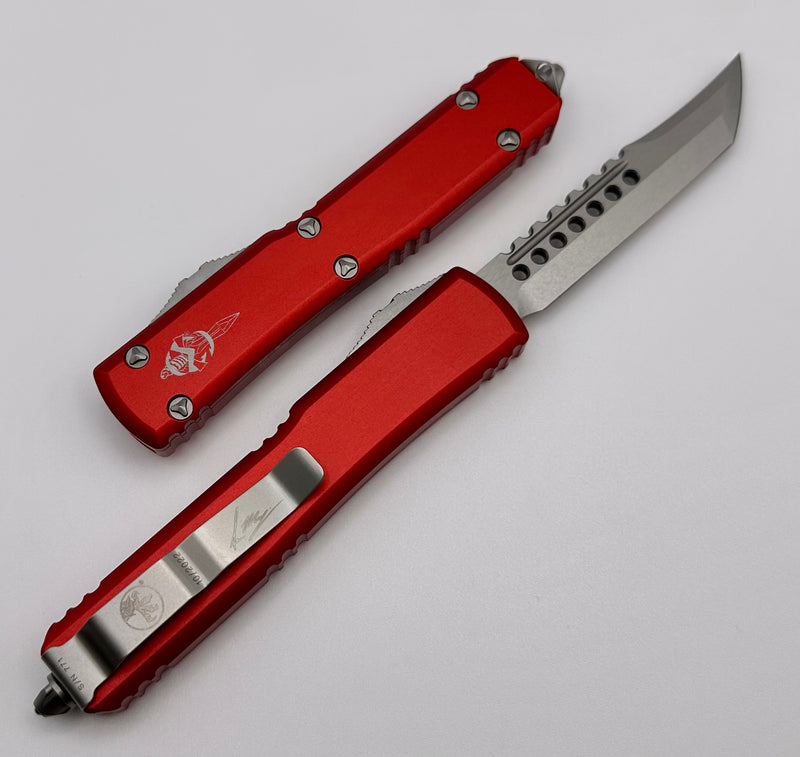 Microtech Ultratech Hellhound Stonewash Standard & Red 119-10RDS