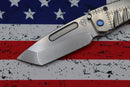 Medford Midi Marauder S35 Tumbled Tanto & Tumbled Stars & Bars Handle w/ Rivet Spring & Blue Hardware w/ Brushed/Blue Clip