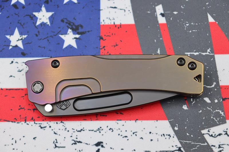 Medford Knife Slim Midi Tanto PVD S35 & Bronze/Violet Fade Handles w/ PVD Hardware & PVD Clip w/ Brushed Violet/Bronze Flats