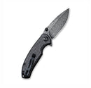 Civivi Pintail Flipper Twill Carbon Fiber Overlay On Black G10 Handle (2.98" Black Hand Rubbed Damascus) C2020DS-1