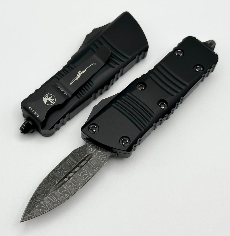 Microtech Mini Troodon Double Edge Damascus & Black 238-16S