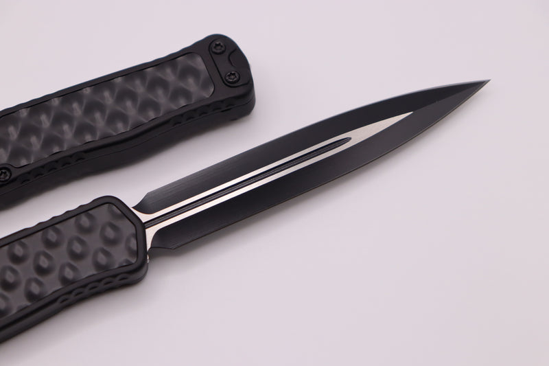 Heretic Knives Cleric II 2 Two Tone Black Tactical Double Edge Magnacut w/ Black Stainless Bubble Inlays H020-10A-T