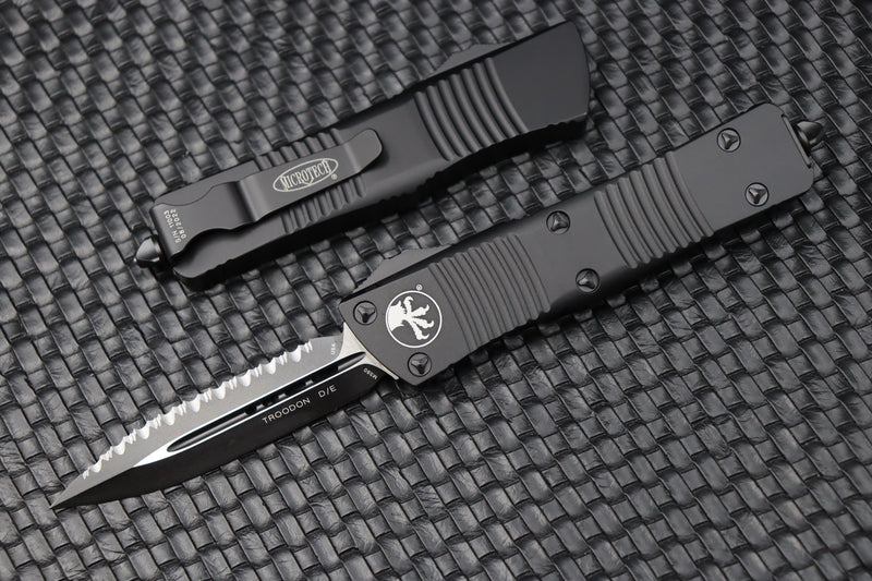 Microtech Troodon Double Edge Black Tactical Full Serrated 138-3T