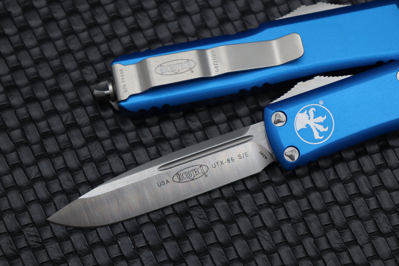 Microtech UTX-85 S/E Satin Standard & Blue 231-4BL