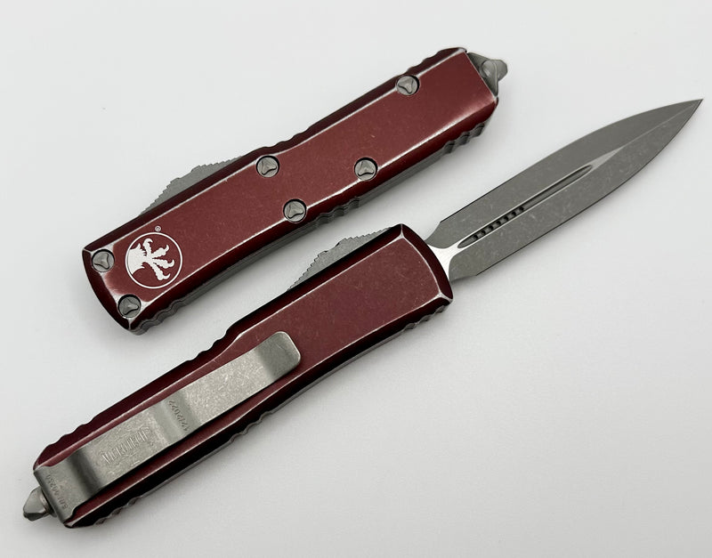 Microtech UTX-85 Double Edge D/E & Distressed Merlot 232-10DMR