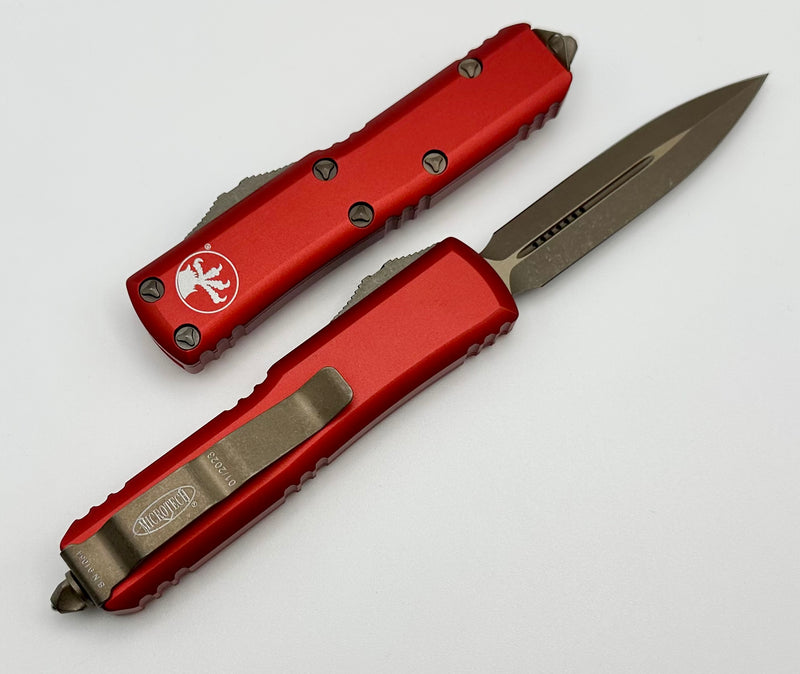 Microtech UTX-85 Double Edge Apocalyptic Bronze & Red 232-13APRD