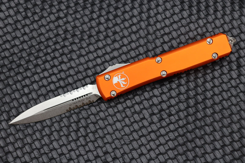 Microtech Ultratech Orange & Double Edge Stonewash Partial Serrated 122-11OR