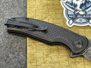 Civivi Pintail Flipper Twill Carbon Fiber Overlay On Black G10 Handle (2.98" Black Hand Rubbed Damascus) C2020DS-1