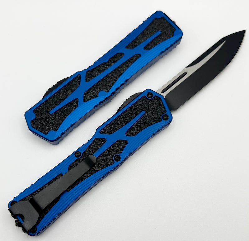 Heretic Knives Colossus Single Edge Two Tone Black Magnacut & Blue Handle H039-10A-BLU