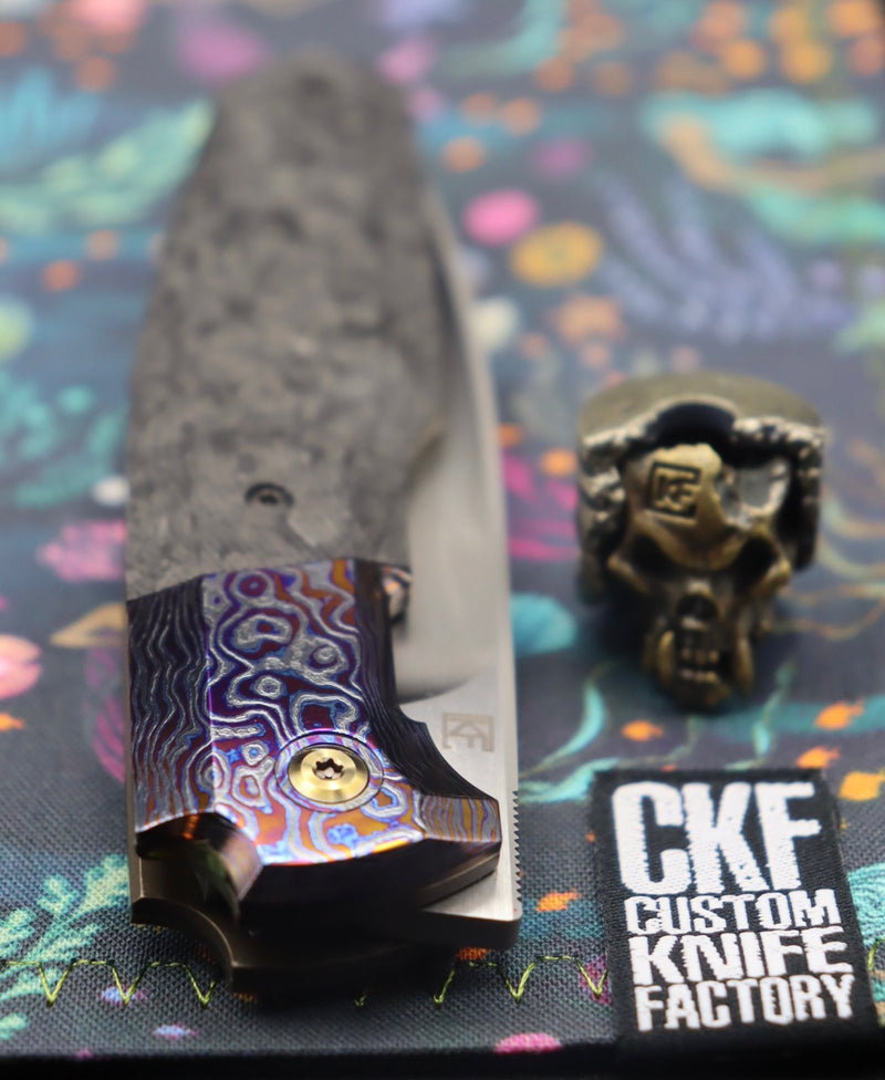Custom Knife Factory FIF20 ZircuTi Bolster with Cool Carbon Fiber