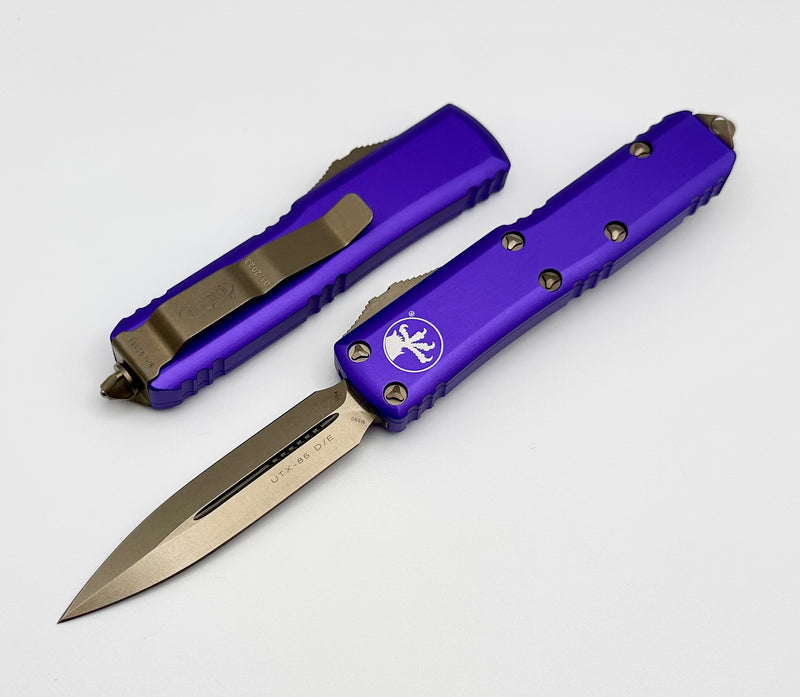 Microtech UTX-85 Purple & Double Edge Bronze Standard 232-13PU