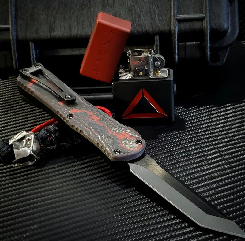 Heretic Knives Predator Themed Collab Manticore E Camo Carbon & DLC, Lighter, & Silver Bead Kit