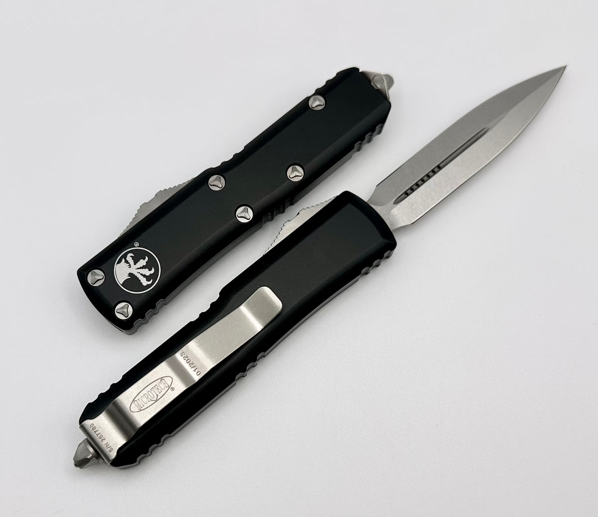 Microtech UTX-85 Double Edge Stonewash Standard & Black 232-10