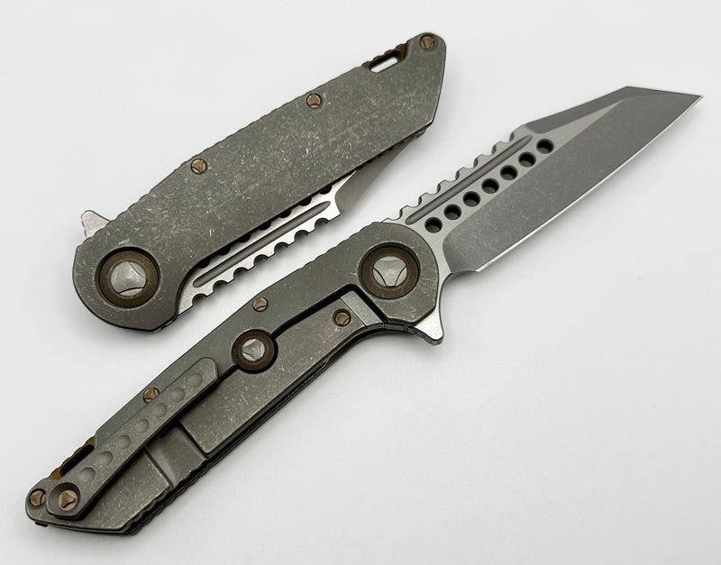 Marfione Custom Knives Warhound Apocalyptic Titanium & Two Tone Apocalyptic CTS-204P w/ Bronze Accents