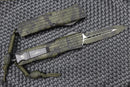 Microtech Combat Troodon OD Green Frag Camo w/ Double Edge Full Serrated Camo  142-3FROCS