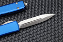 Microtech Ultratech Double Edge Stonewash Full Serrated & Blue 122-12BL
