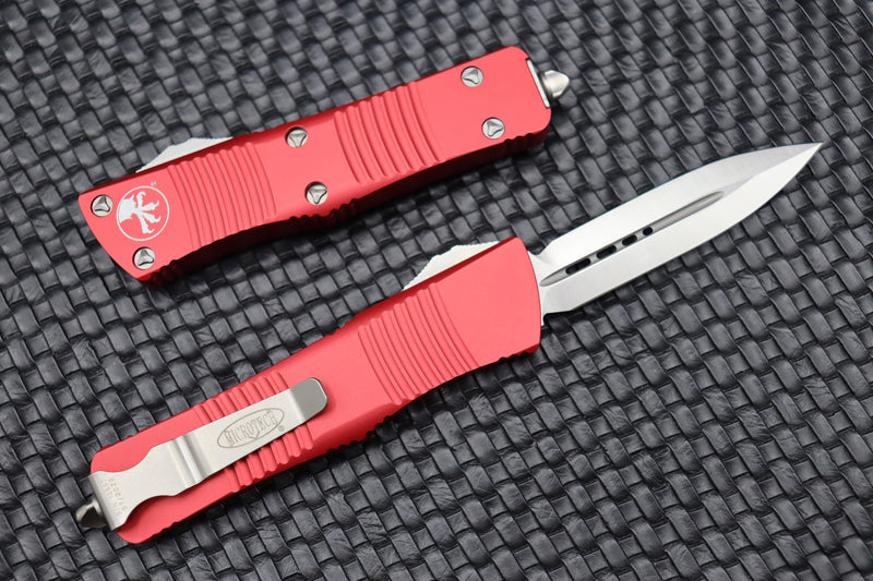Microtech Troodon Satin Standard Double Edge & Red 138-4RD