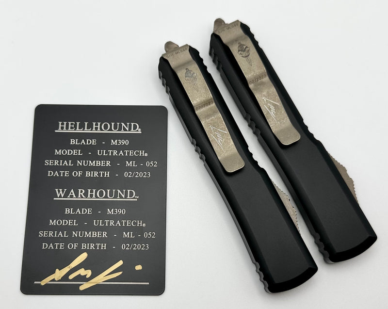 Microtech Ultratech Molon Labe Hellhound & Warhound Set Signature Series Bronze Apocalyptic Standard 119-13SETMLS