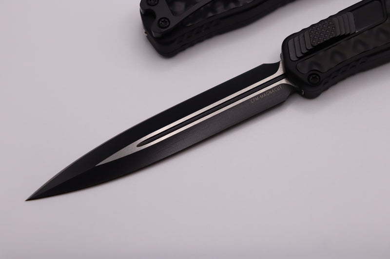 Heretic Knives Cleric II 2 Two Tone Black Tactical Double Edge Magnacut w/ Black Stainless Bubble Inlays H020-10A-T