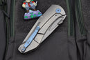 Jake Hoback Knives Summit Titanium w/ Blue Accents & M390 Stonewash