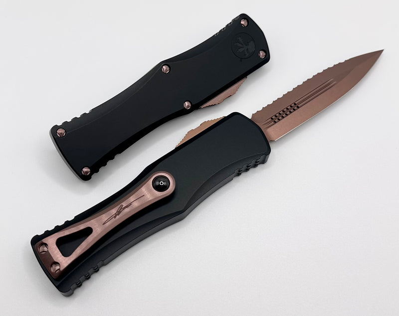 Microtech Rose Gold Microtech Hera Deep Engraved Black & D/E PVD Rose Gold Fully Serrated