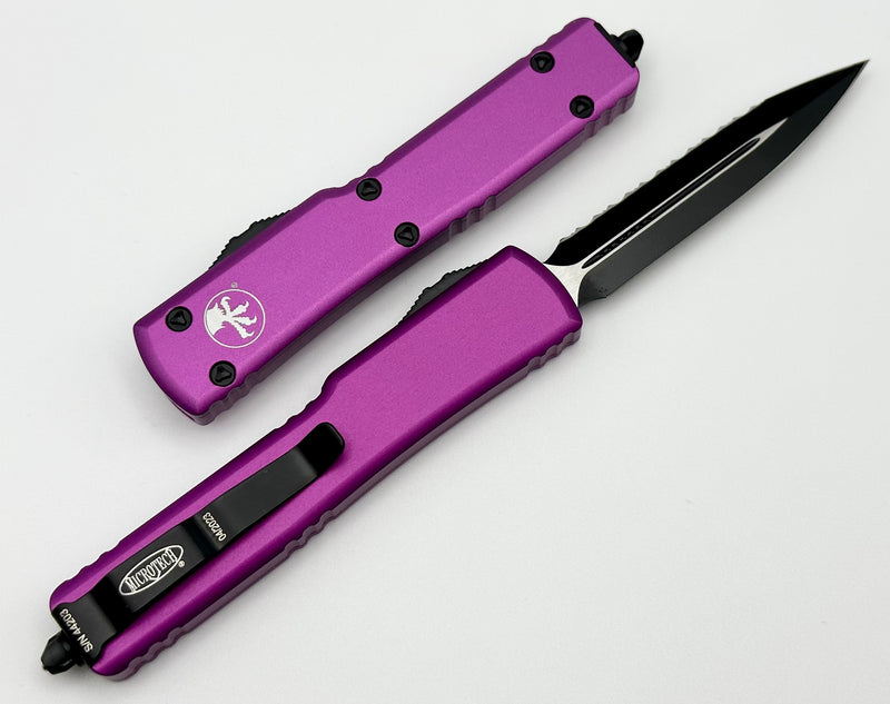 Microtech UTX-70 Double Edge Full Serrated & Violet 147-3VI