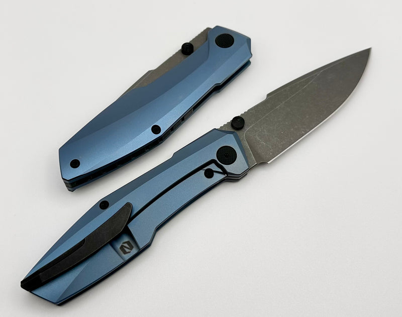 Null Knives Raiden Blue Anodized & Acid Washed M390 One Per Household