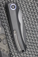 Heretic Knives Wraith Auto Black Drop Point w/ Carbon Fiber Bolster & Black Handle w/ Blue Pivot Collar H000-4A-T