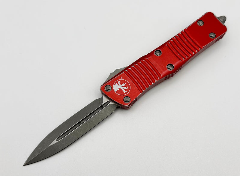Microtech Troodon Double Edge Apocalyptic Standard & Distressed Red 138-10DRD