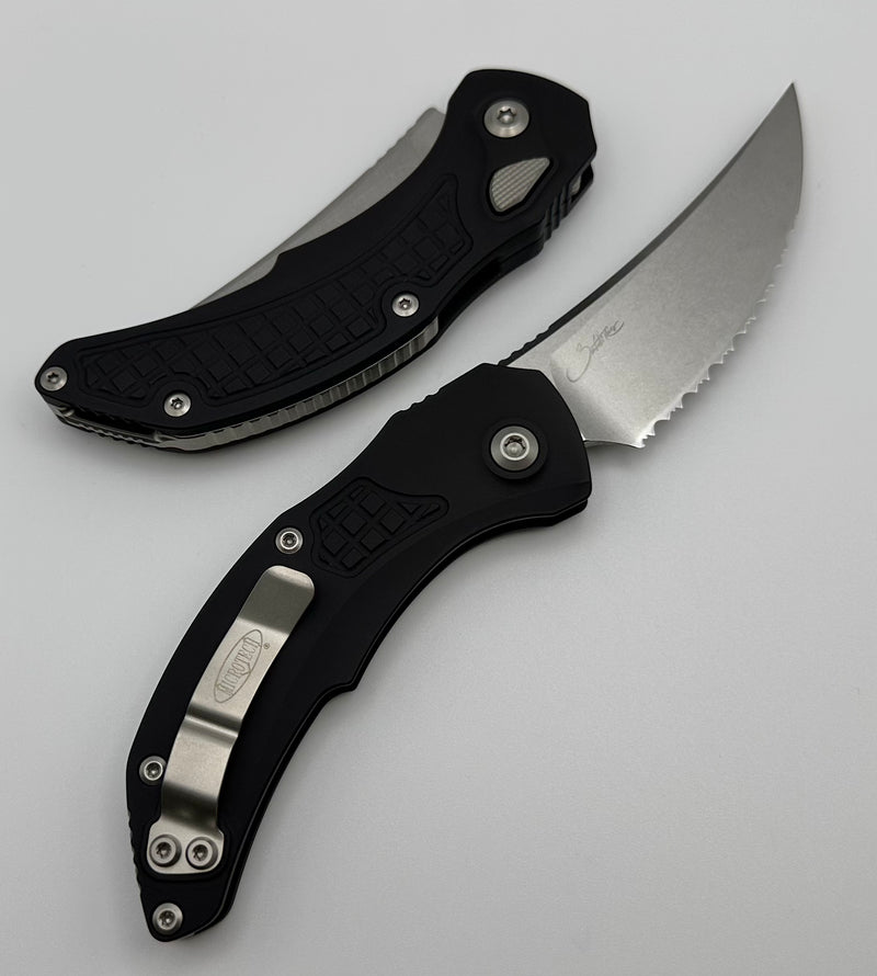 Microtech Knives & Bastinelli Brachial Black & Full Serrated Stonewash Standard 268A-12