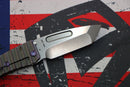 Medford Midi Marauder Tumbled S35 Tanto & Bead Blast Cement w/ Violet Mini Gator Belly Sculpted Handles w/ Violet Hardware/Clip