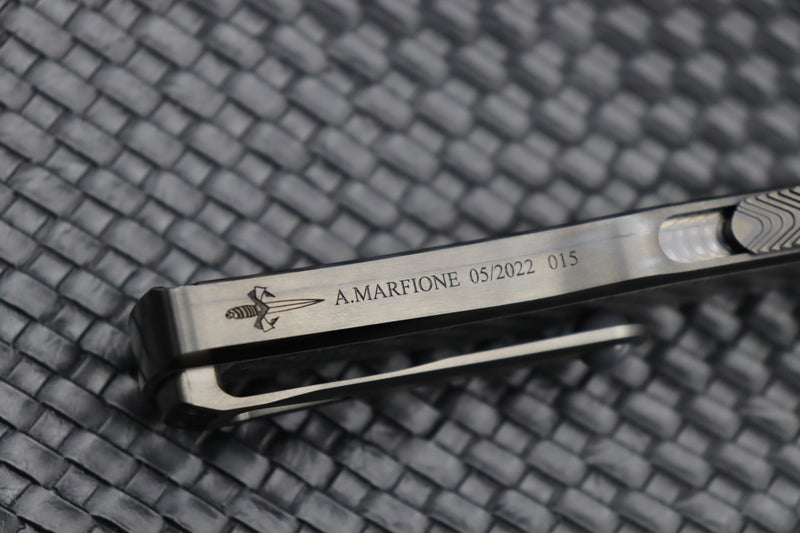 Marfione Hera DLC Satin D/E w/ Two Tone DLC Satin Finish Titanium Handle w/ Carbon Fiber Inlays & DLC Two Tone Hardware