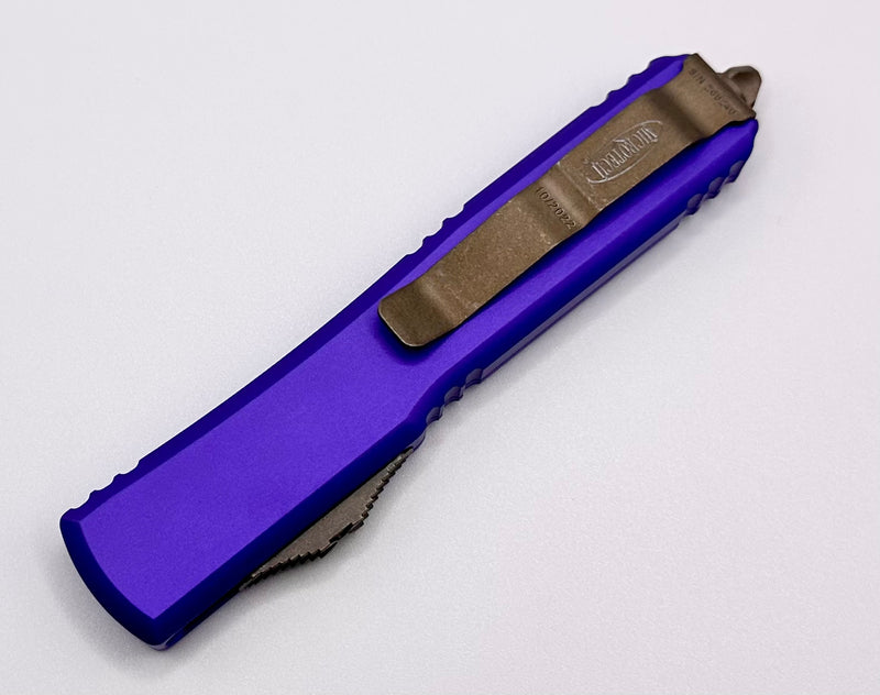 Microtech Ultratech w/ Double Edge Partial Serrated Bronze Apocalyptic & Purple 122-14APPU