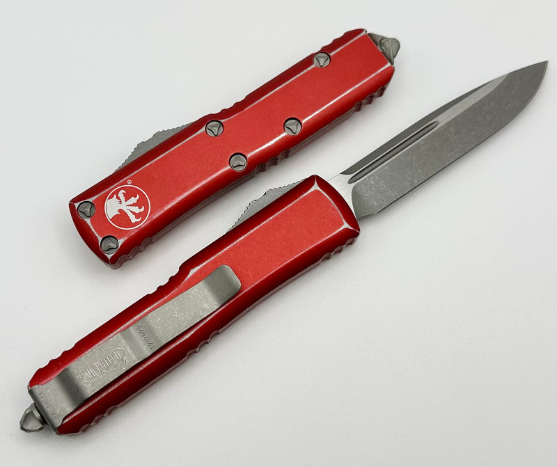 Microtech UTX-85 Single Edge Apocalyptic Standard & Distressed Red 231-10DRD