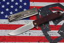 Medford M-48 Red Aluminum Handle w/ Tumbled Spring & Bronze Hardware/Clip & S35VN Tumbled Blade