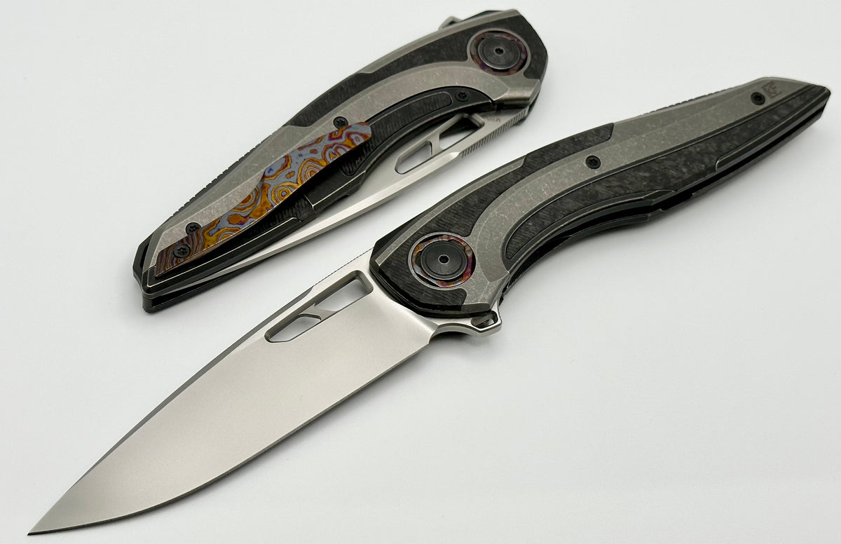 Custom Knife Factory Sukhoi-4 Titanium & Milled Carbon Fiber w/ ZircuT